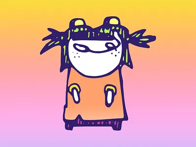 Pigtails Girl character illustration kids nft