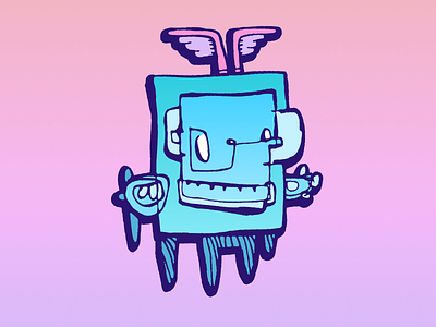 Blockhead Flyer character illustration kids nft