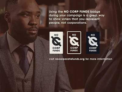 No Corporate Funding Badge badge concept corp corporation design grassroots minimal pin political politics