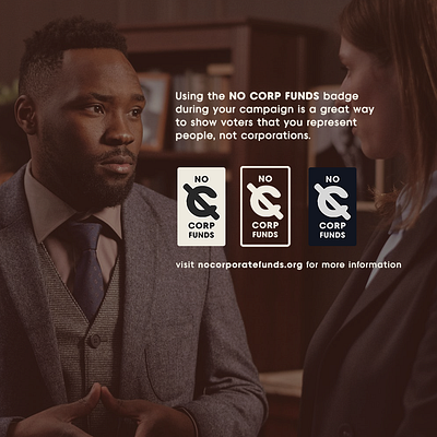 No Corporate Funding Badge badge concept corp corporation design grassroots minimal pin political politics