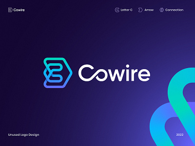 C + Arrow + Connection Logo Concept arrow blockchain branding connection crypto defi fintech gradient icon identity logo network nft path saas software wallet wire