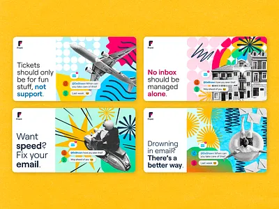 Front Ads ad advertisement apartments billboard branding design email flat graphic design illustration logo mid century modernist plane rainbow swimming vespa