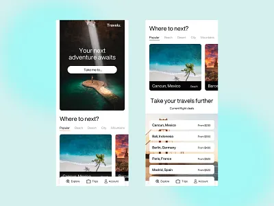 Travelu App app graphic design travel ui web design website
