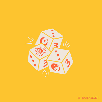 No matter how the dice fall chance dice eye flat flat illustration game illustration luck moon tattoo tattoo idea three yin yang