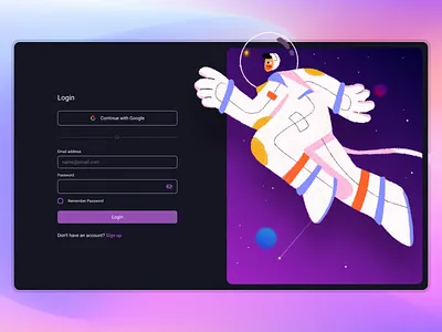 UI Illustration android astronaut cean color concept cosmic dark design draw drawing illustration ios login minimal space ui ux