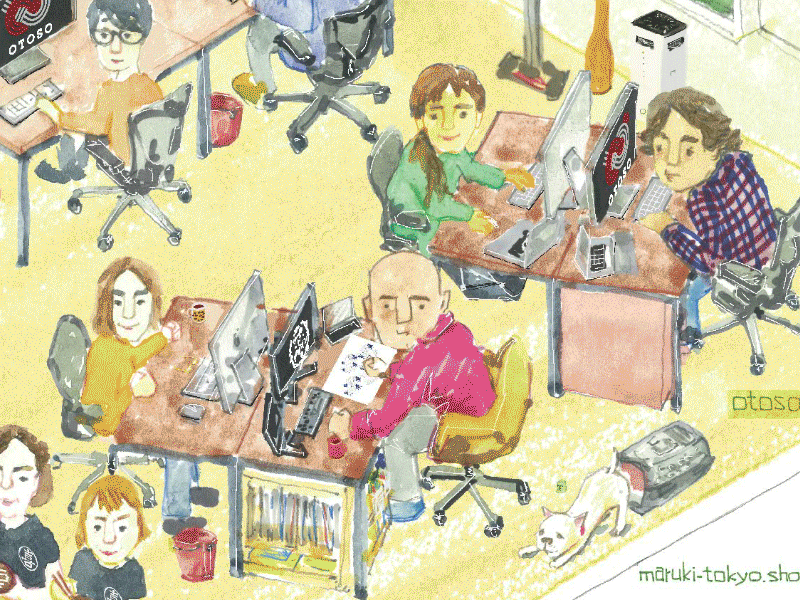 my office illustration isometric map perspective portrait setagaya