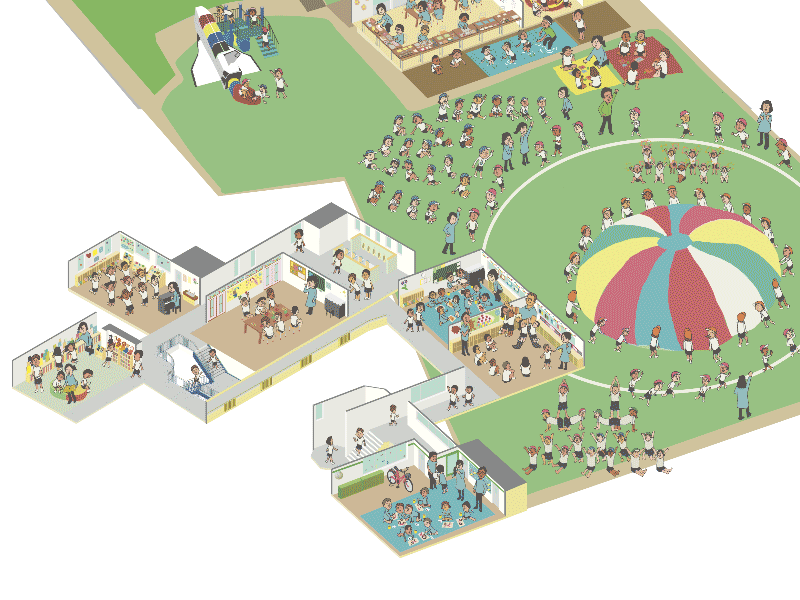 nursery kindergarten 007 child illustration isometric kindergarten map nursery perspective portrait