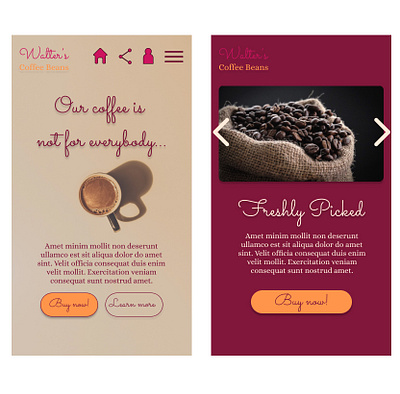 Walter's Coffee Beans v1 HiFi mockup branding graphic design logo ui