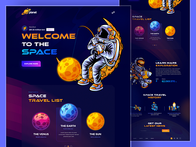 Space Travel Website Exploration astronaut cpdesign creativepeoples earth galaxy landing page mars travel moon planet rocket rocketship satellite space travel space travel website spaceman travel trending universe web web design