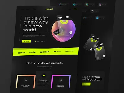 Gocrypt - Trading Cryptocurrency Exchange Landing Page Website bitcoin blockchain crypto crypto currency crypto exchange crypto trading cryptocurrency dark exchange finance fintech home page landing page trading ui ux web web design website website design