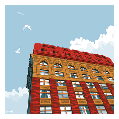 Looking Up blue sky british columbia building illustration design dominion building freelance freelance illustrator graphic artist graphic design illustration illustrator seaguls vancouver vector