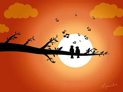 serenity in bird chirping illustration adobeillustrator freelanceillustrator illustration illustrationinspiration illustrators uidesign