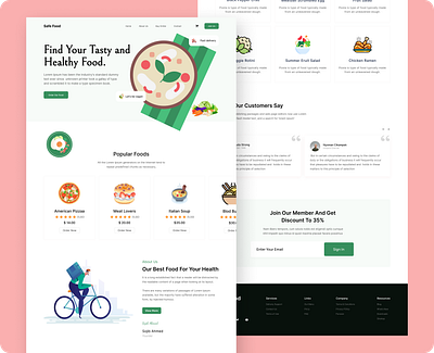 Safe-Food Delivery Landing Page 🍕 delivery website design food cooking inspiration website food cooking website food delivery food delivery landing pag food homepage design food order website design food recipe landing page food website food website exploration healthy food healthy food catering healthy food planner restaurant landing page salad landing page ui ux vegan food home page