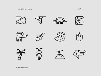 Dinosaur Icons animal astroid design dino dinosaur extinct graphic design icon icon set illustration inspiration logo mark simple symbol t rex vector