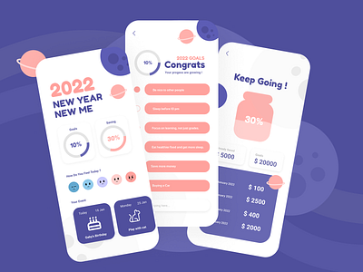 New Year - Money & Savings management app app branding cute design finance mobile trending ui ux