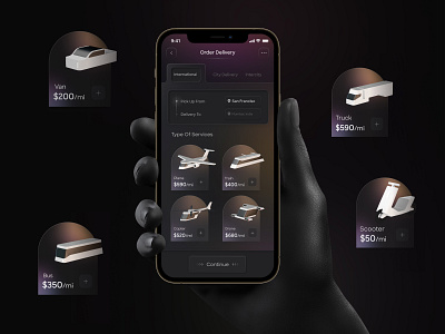 Logisitc App Design 🌍 3d branding cargo clean design darkmode delivery design glassmorphism logistic minimal neumorphism order parcel shipment shipping storage tracking app transport uidesign uiux