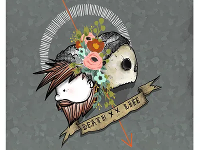 death / life 2.0 beard death design hipster illustration life procreate skull