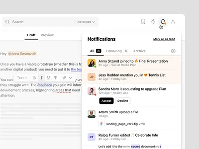 Notifications π admin attachment card dashboard design system dropdown finance inbox menu messages modal navigation notification notifications panel saas settings ui ux