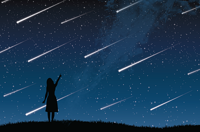Meteor Shower adobe illustrator art digital illustration illustration meteor meteor shower night silhouette stars