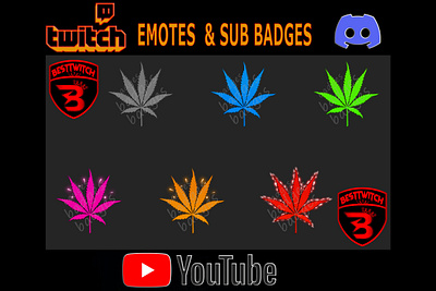 Cannabis leaf Twitch sub badges instant download digital file digital badge