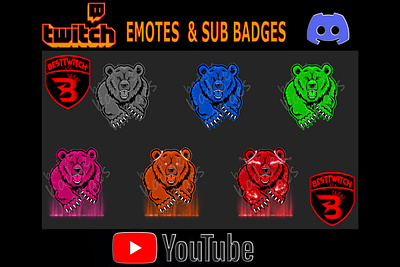 Bear Twitch Sub Badges instant download digital file icon badges