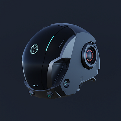 Sci-Fi Robot Head 3d blender boxcutter cycles decal decalmachine design droid futuristic hard surface hardops model modelling render robot scifi