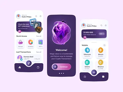 Crypto Wallet Mobile App app application creative crypto crypto wallet cryptocurrency design graphic design illustration mobile mobile design nft soft transactions ui wallet wallet app