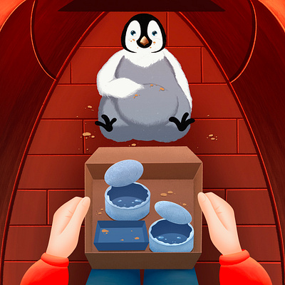 Cute Penguin boat bright childrens book cute design feed food illustration kids love ocean penguin photoshop trip