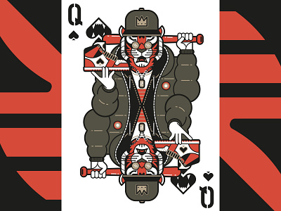 Tiger Queen of Spades - HYPEBEAST PLAYING CARDS character chinesenewyear design flat hype hypebeast illustration jungle linear lunarnewyear merry playing cards poker spades streetwear supreme swag tiger vector year