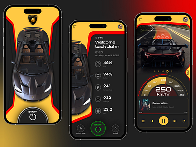 Lamborghini Control App app branding car app design design app interface lamborghini uiux web design