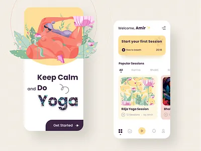 Yoga App app color illustration meditation minimal mobile app modern ui practice sport ui workout yoga yoga app