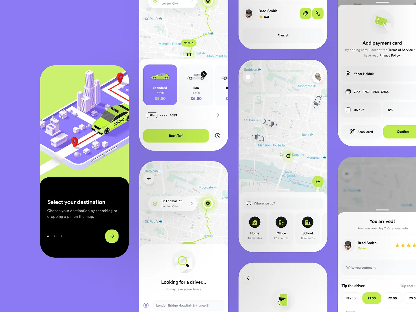 Innovative Taxi Website Design: User-Friendly Mobile App Interface