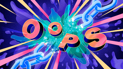 Oops! – Broken Link artwork blog broken color content marketing creative design tips digital art drawing explosion font graphic design illustration lettering photoshop type uxui