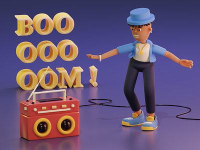 3D Character 3d 3d boom box 3d boy 3d character 3d character design 3d dance 3d design 3d illustration 3d lights 3d model 3d scene 3d stage 3d text blender colors concert modeling nft night