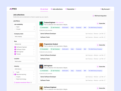 Job collections card card feed cards filter by filtering filters industry industry filter job job collection job feed job filter job role job roles jobs jobs filter roles sort tech tech jobs