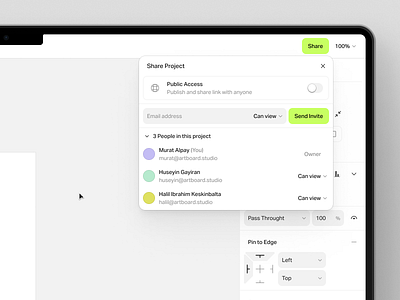 Share Modal ◆Dark ◇ Light Mode artboard artboard studio branding clean ui collab collabration dark dark mode design editorial invite light light mode modal share share modal ui ux
