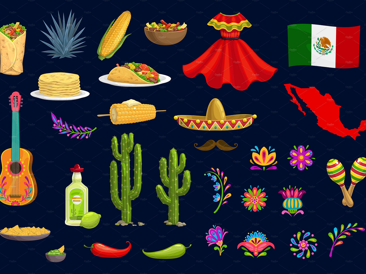 Mexican Food, Items And Symbols By Vector Tradition Sm On Dribbble