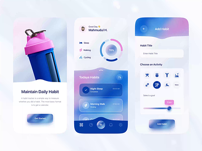 Habit Tracker Mobile App UI Design Animation 2d motion 3d animation app app animation app interaction app ui animation devignedge fitness habit habit tracker app illustration interaction logo motion graphics ui animation ui design ui interaction ui motion uidesign