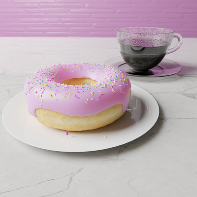 Doughnut 3d bakery blender cafe clay clean coffee cup design donut doughnut food graphic light model render snack soft tea