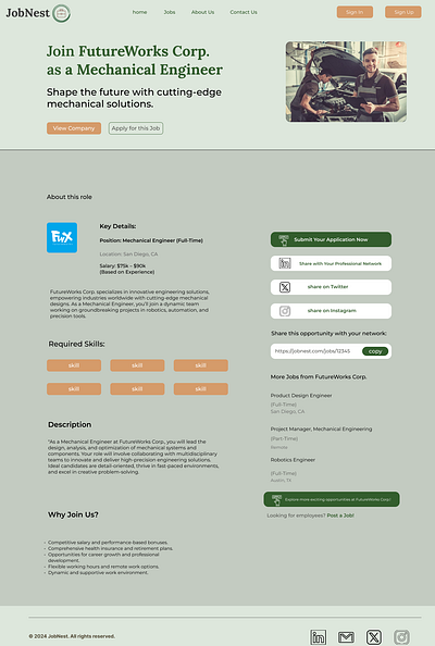 Details of a job graphic design job page search search page ui web