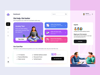 Online Therapy Dashboard amwell betterhelp betterlyf brightside cerebral counseling counselling heart it out hopequre manastha psychiatrist talkspace therapist therapy thriveworks ui ux web design yourdost