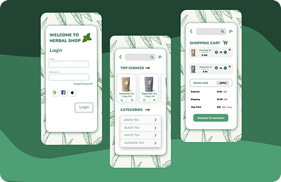 Tea shop UI design app branding design graphic design illustration ui ux