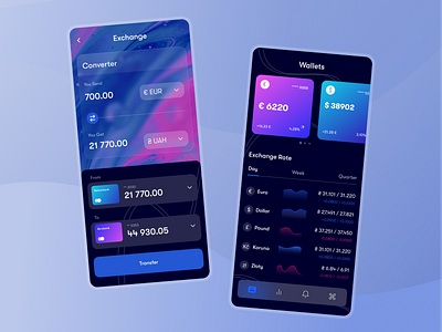 Currency exchange app banking currency exchange exchange rates minimal money trading transfer ui ux wallet