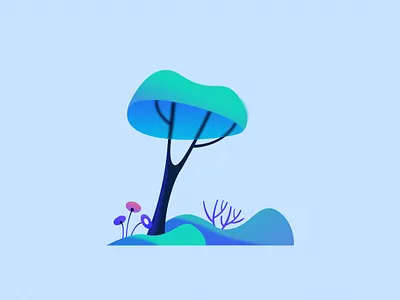 Tree 2d blur colors design flower forest gradient illustration illustration art nature plant shrub tree