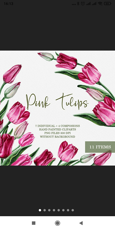 Pink Tulips Illustration art clip art composition design floral flower hand paintrd handmade illustration march nature pink plant poster sketch spring tulips watercolor