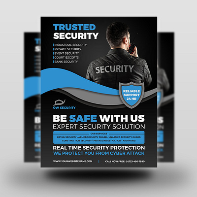 Security Services Flyer Template armed security guards business commercial security flyer corporate design flyer home security illustration leaflet poster protection security experts