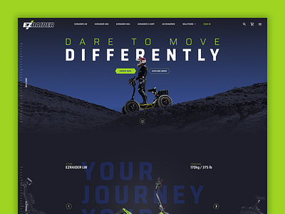 EzRaider atv bike black blue dark green home homepage motorcycle off road tech typography vehicle web web design website