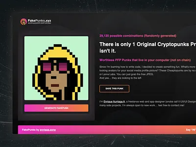 FakePunks.xyz crypto nft product design react uxdesign webdesign