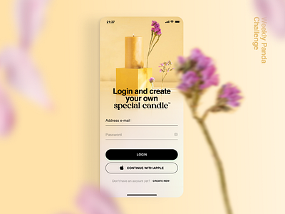 LOG-IN SCREEN FOR A CANDLE SHOP app branding design graphic design log in login screen ui ux vector weeklypandachallenge