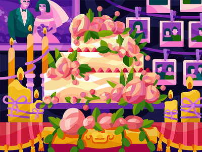 Wedding cake bpn cake cake illustration cake with flowers colorful flat illustration puzzle vector wedding wedding design wedding illustration wedding inspiration wedding photos